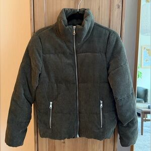 Jacqueline de Yong Green Corduroy Puffer Jacket